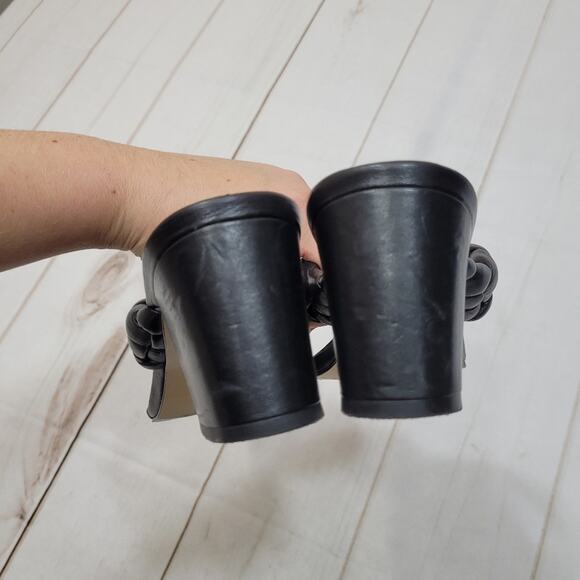 Marc Fisher Norsa braided leather black block heel shoes Flip flop - Picture 5 of 8